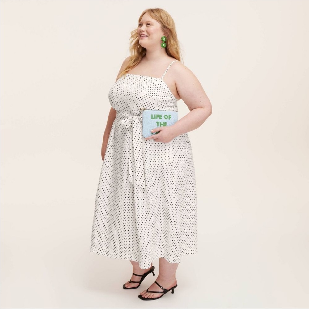 Kate Spade Mini Polka Dot Tie-Waist Midi Dress - kate spade New York  Size 1X